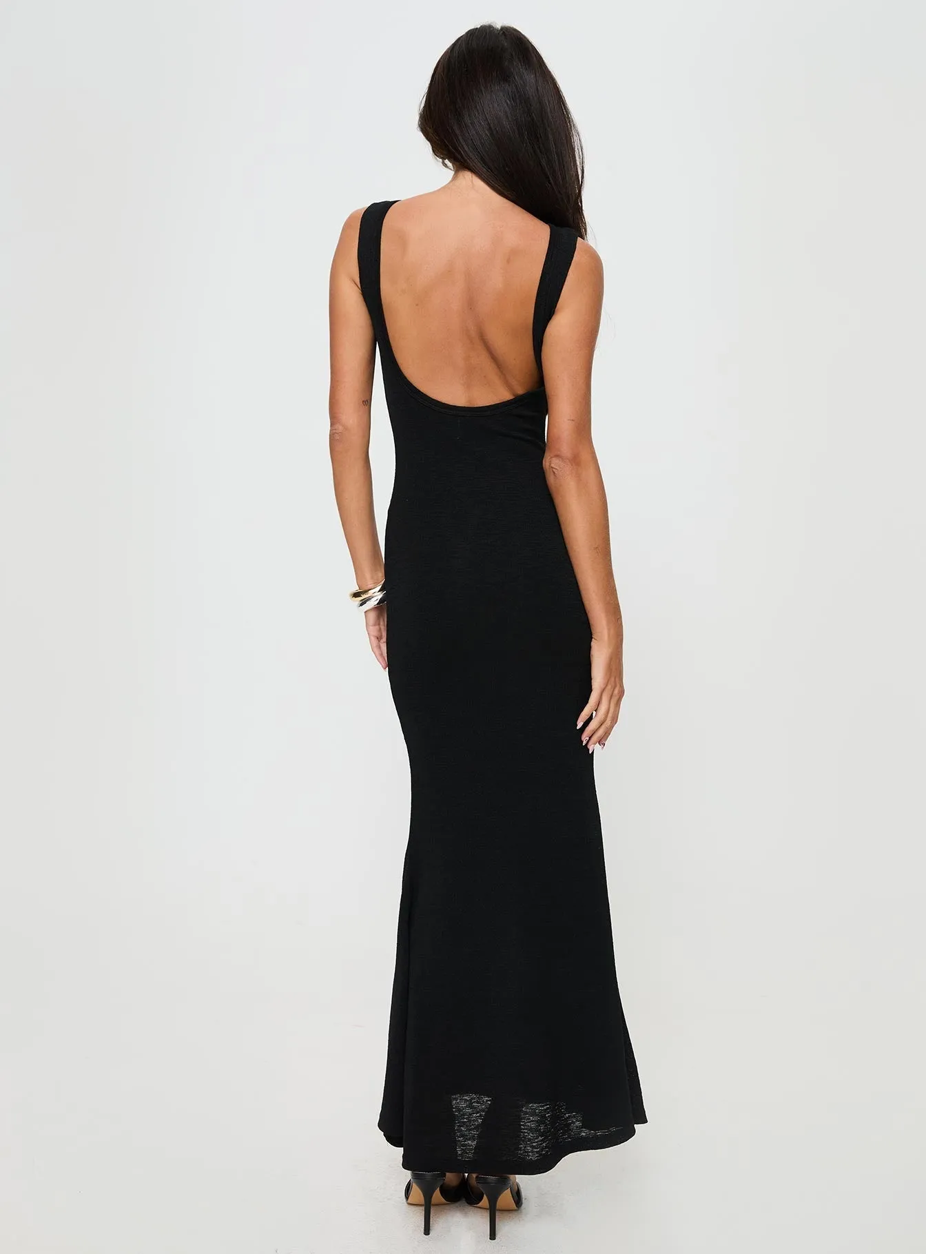 Stylish Wear Bold Touches Ashen Maxi Dress Black