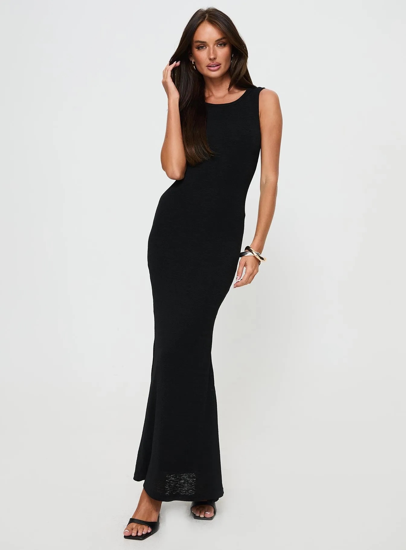 Ashen Maxi Dress Black wrap waist