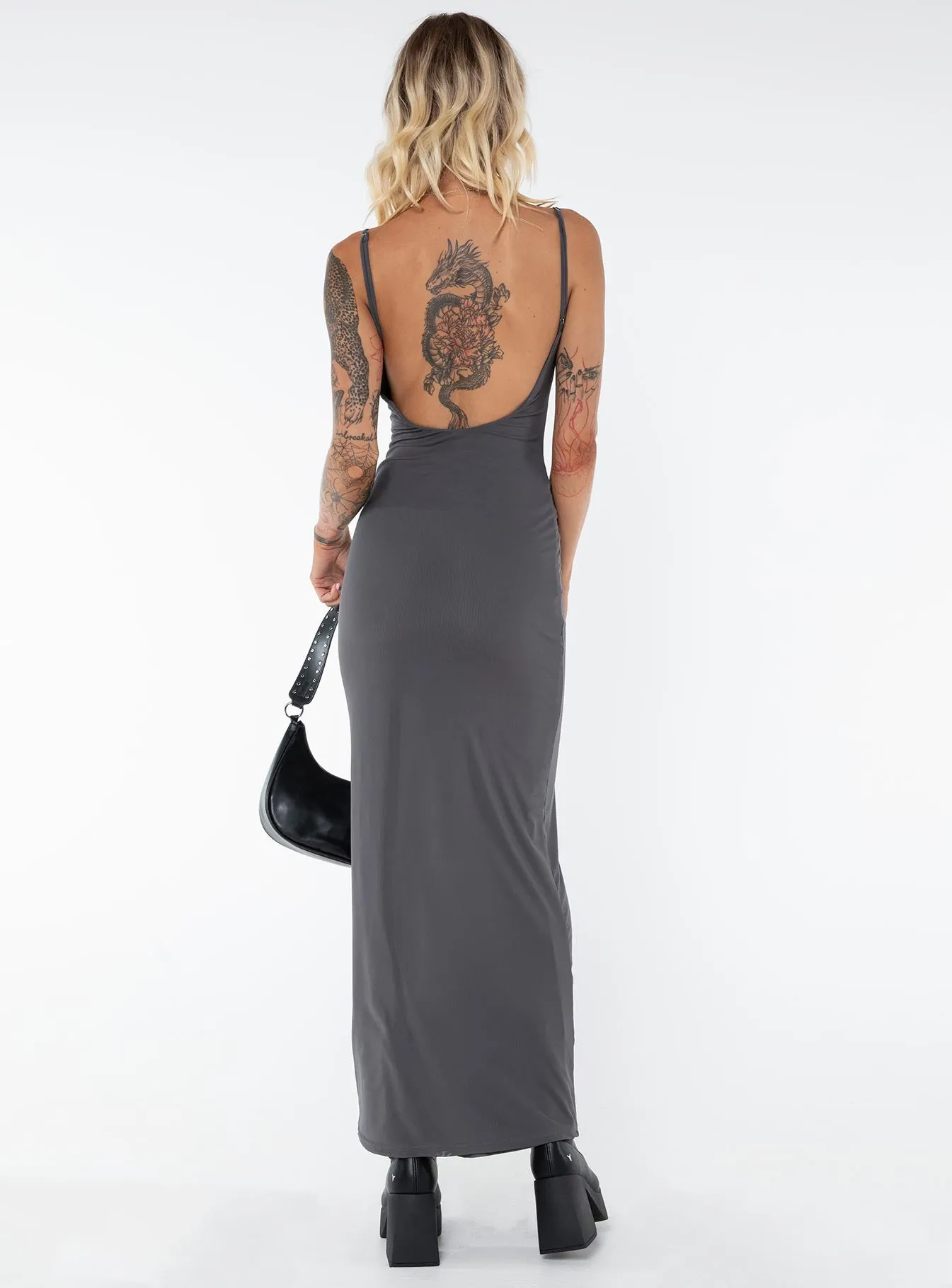 Mid Season Soft Volume Knox Maxi Dress Slate Tall