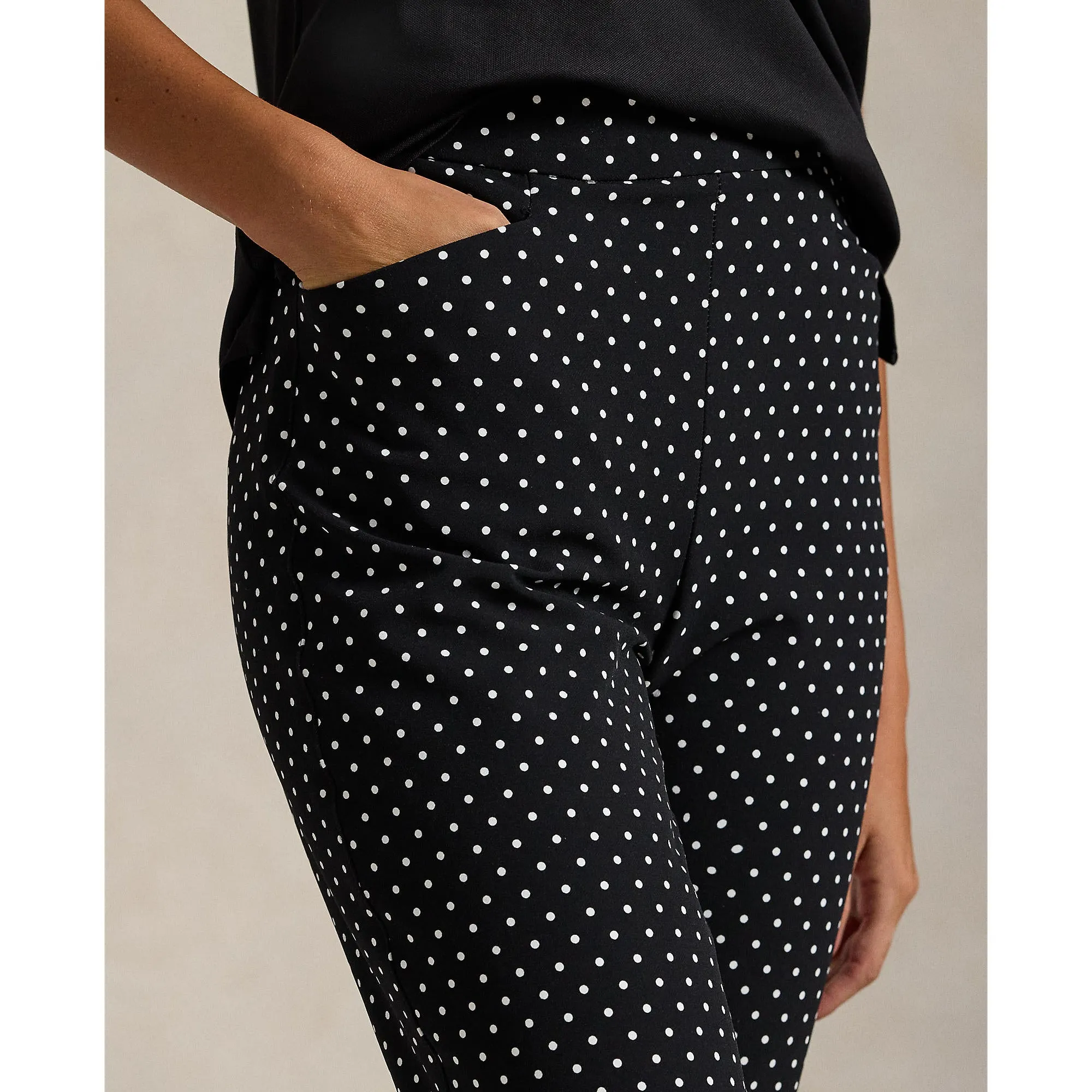SeamlessConstruction RLX Ralph Lauren Women's Eagle Stretch Twill Golf Pants - Polo Black Polka Dot