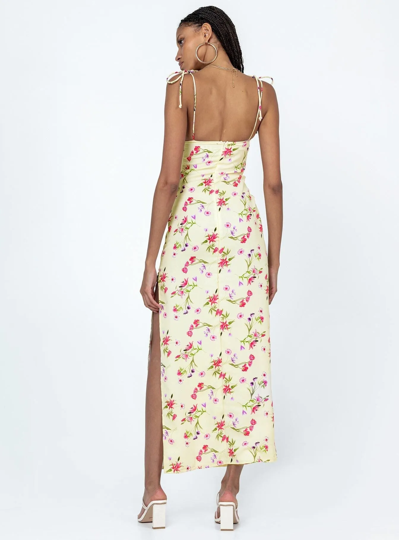 Arness Maxi Dress Yellow Floral Trendy Waist