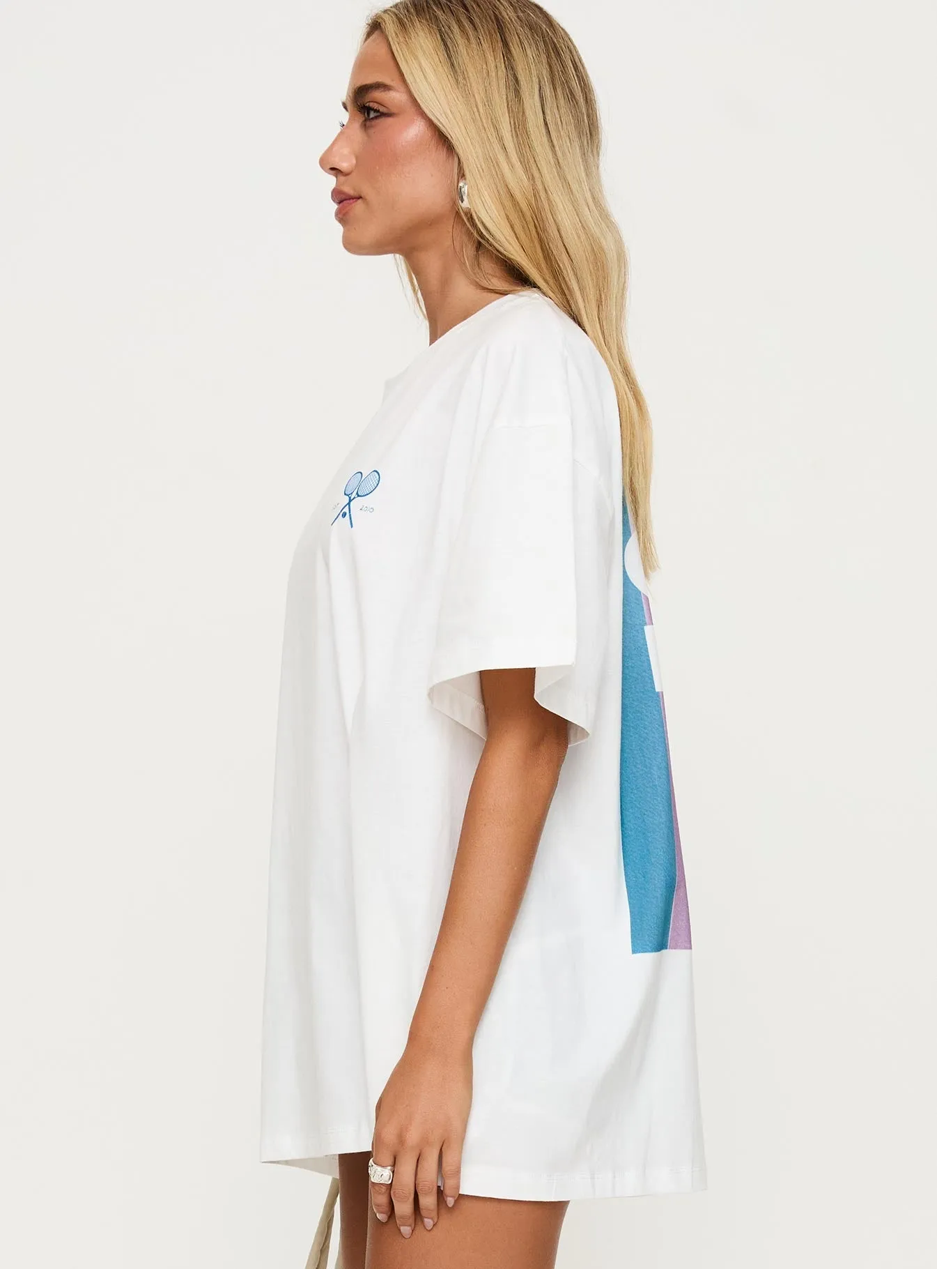 Club Polly Oversized Tee White MoistureWicking