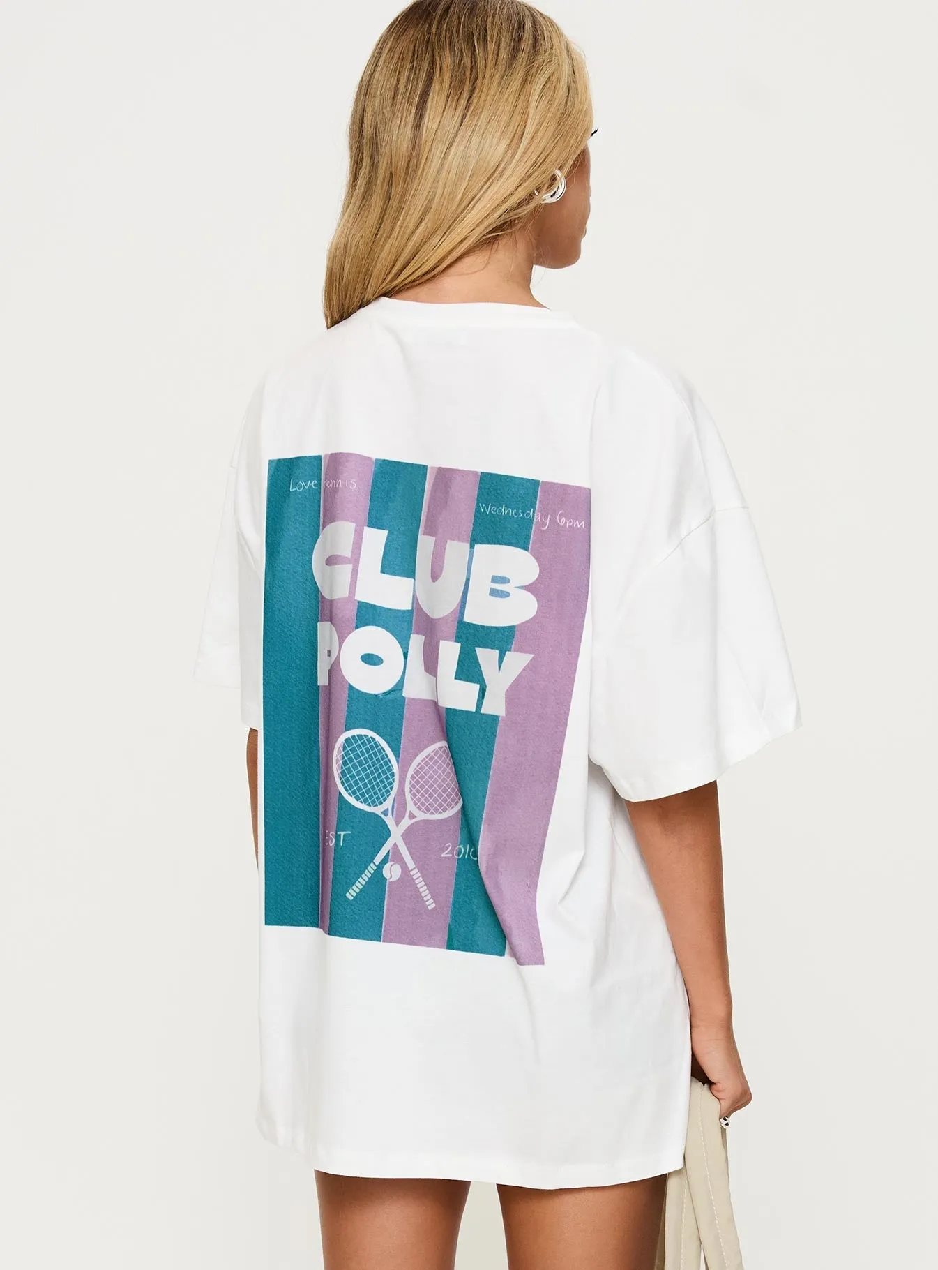 Club Polly Oversized Tee White Anti Static Treatment Slim Fit Wear