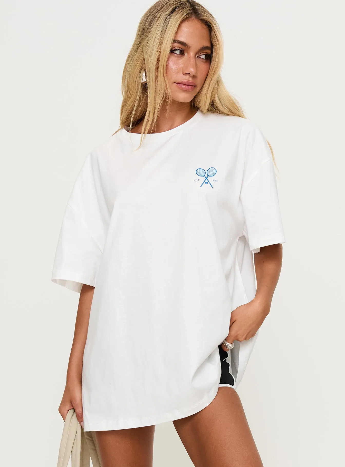 Club Polly Oversized Tee White Soft and durable