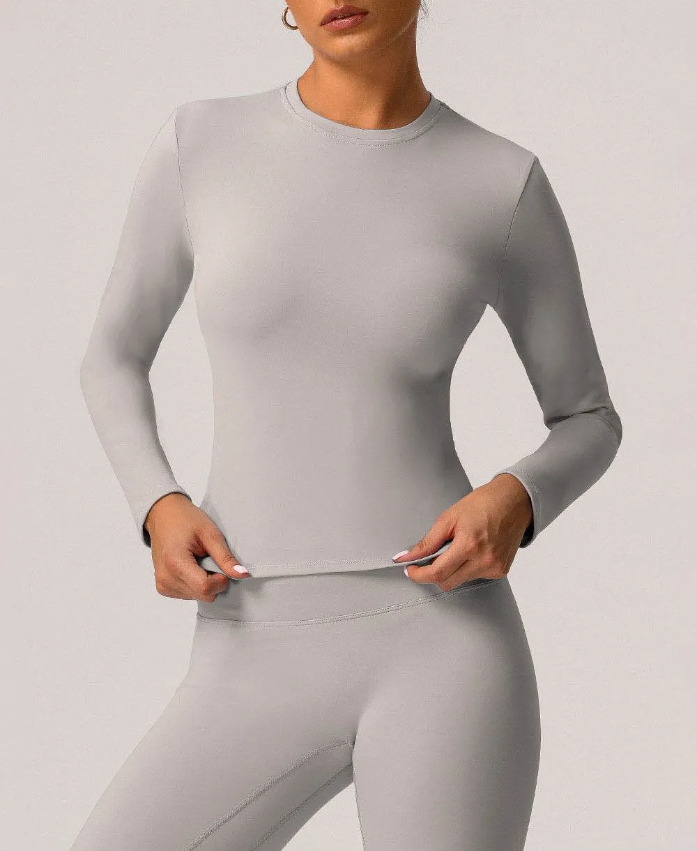 FlexFitTechnology CompactPackableDesign Long Sleeve Slim Fitted T-Shirts Basic Tees