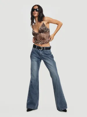 Joner Low Rise Flare Jeans Light Blue Wash HighCollar Style