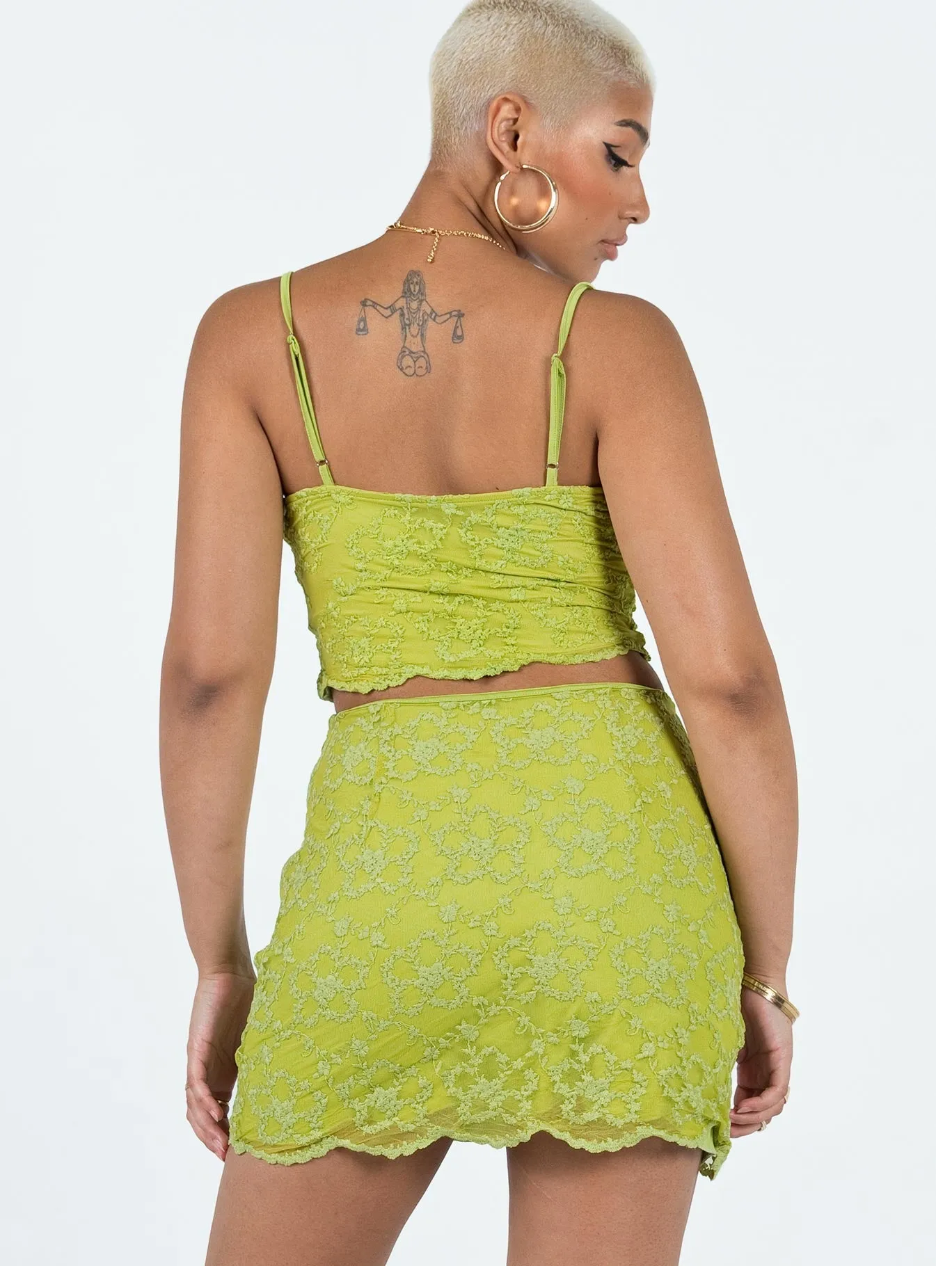 Basildon Mini Skirt Green Smooth Edging