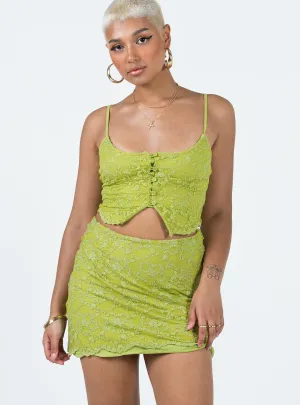 Basildon Mini Skirt Green Geometric Print