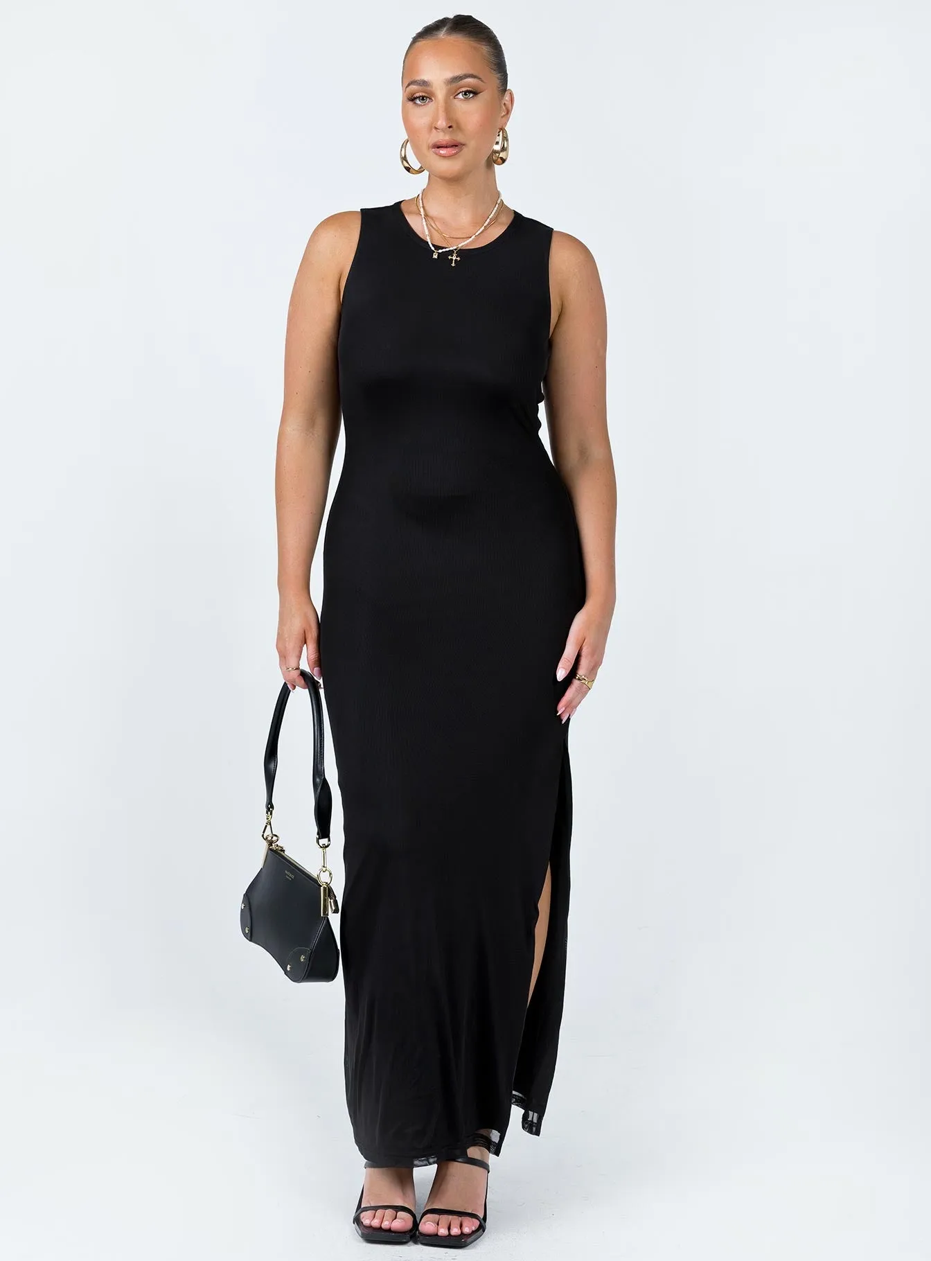 Brenly Mesh Maxi Dress Black Glam Touch