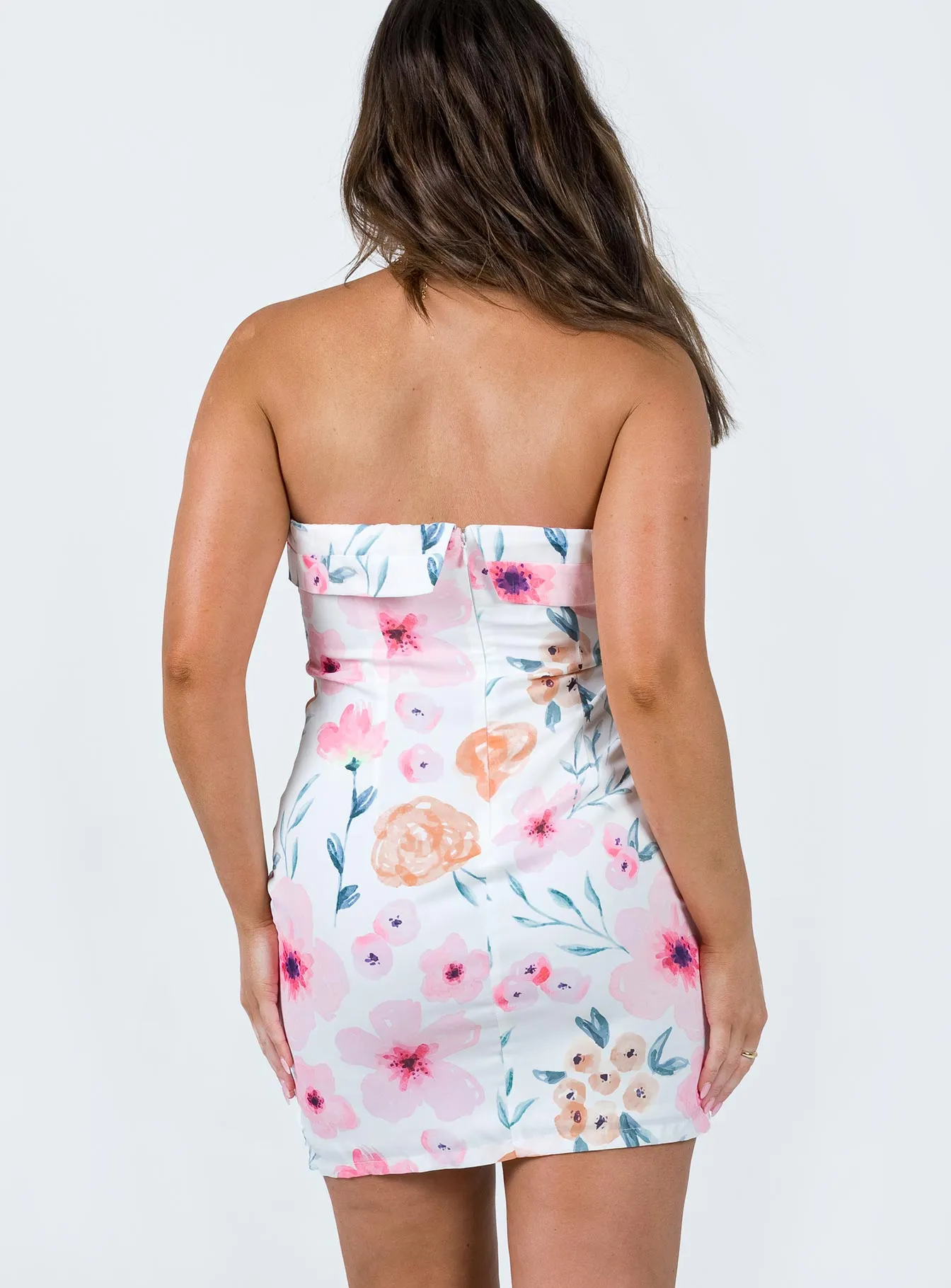 Formal Style Sebastian Strapless Mini Dress Pink Floral