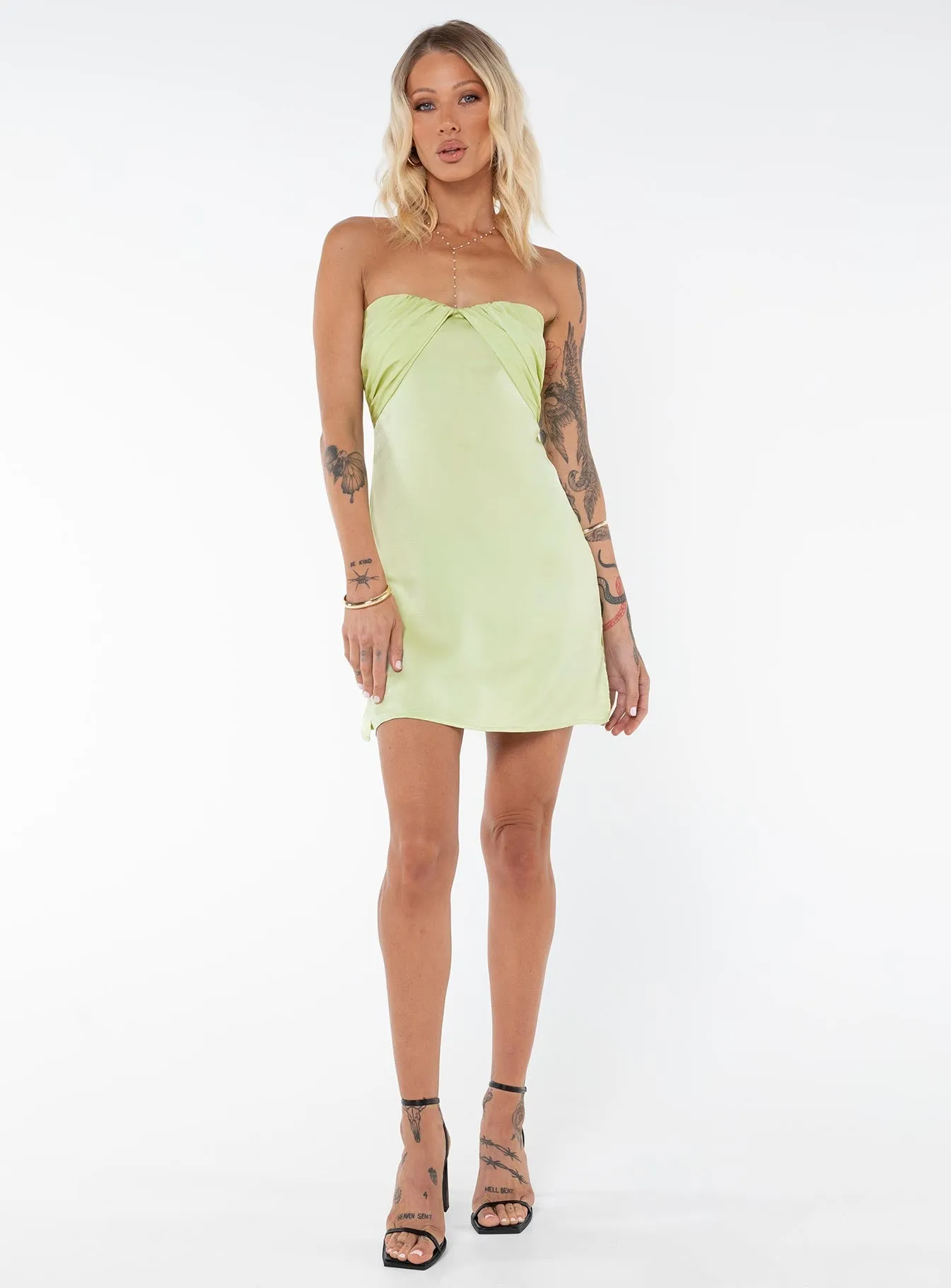 Irena Strapless Mini Dress Green Tall Versatile Style Wear Breezy Comfort