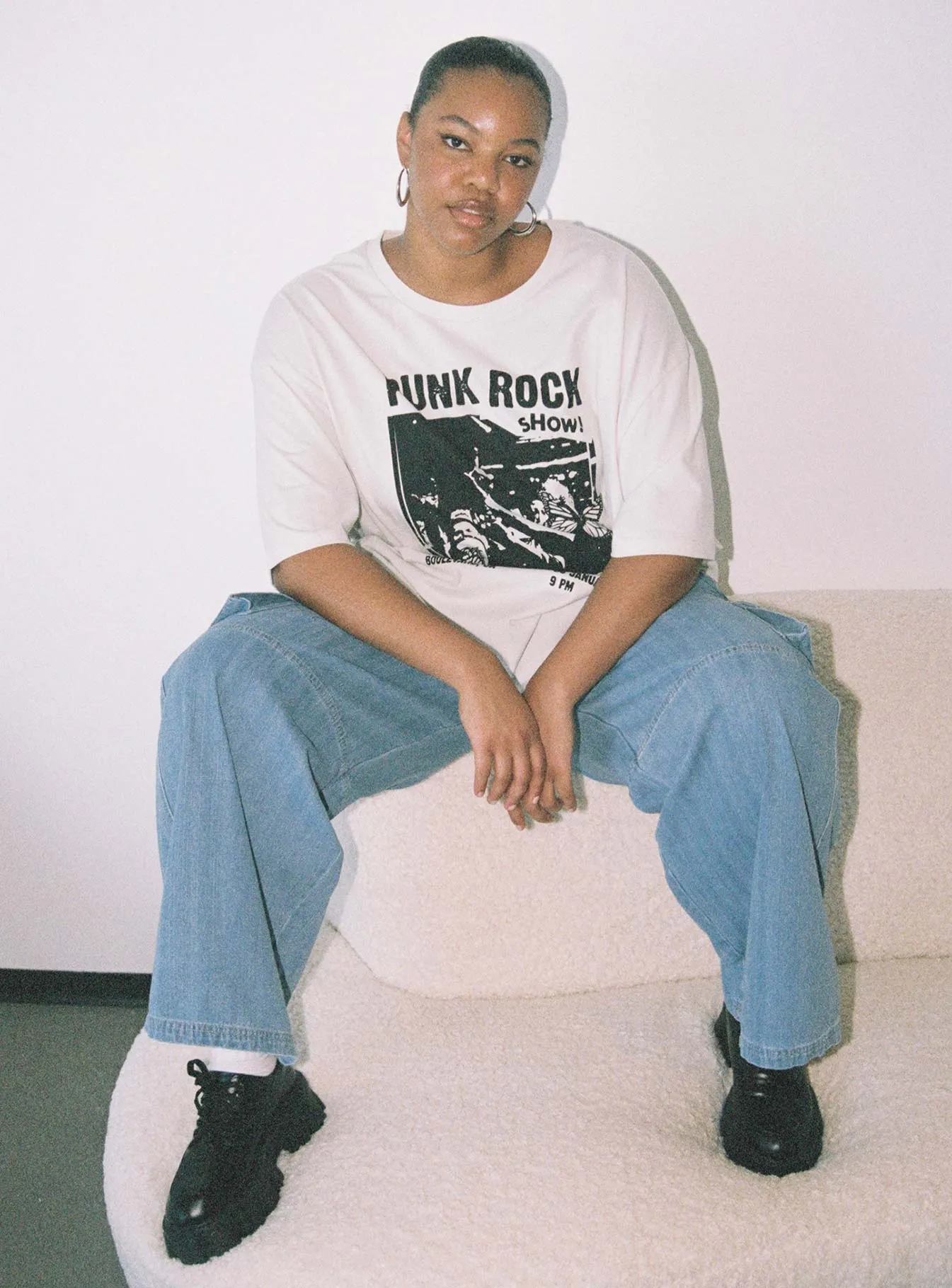 Punk Rock Show Oversized Tee Grey Curve Layered Look Practical Comfort