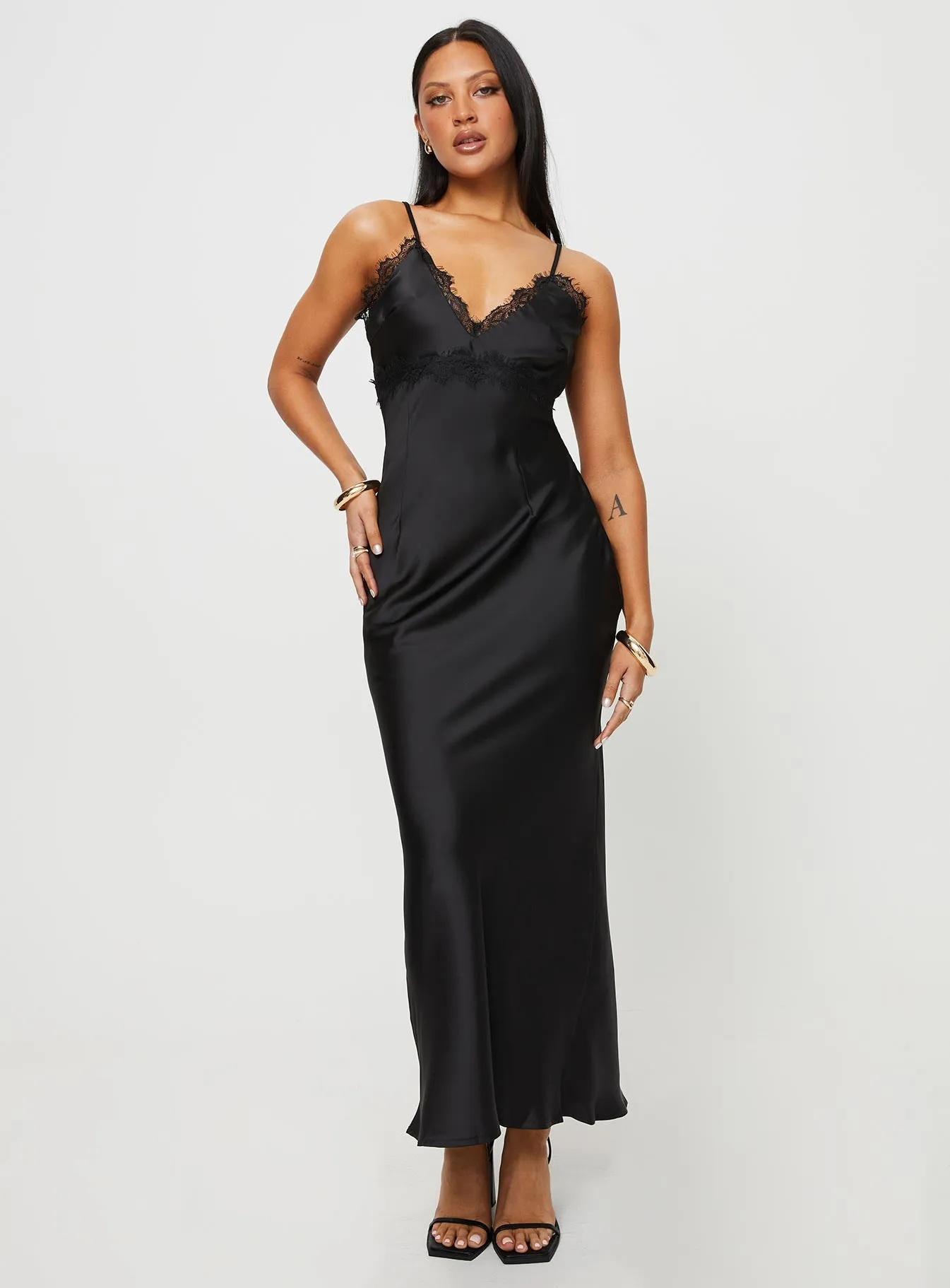 Tassel-Detail Feminine fit-and-flare silhouette Sanz Maxi Dress Black