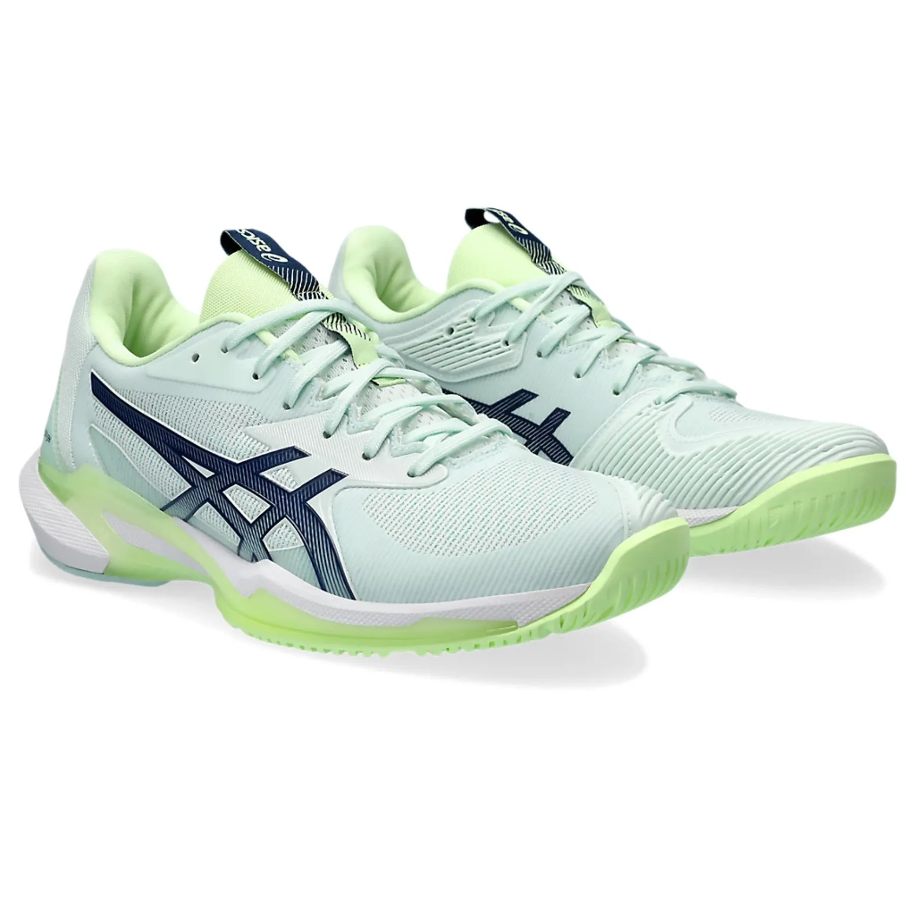 Moisture Wicking Lining Reactive Propulsion System Asics Solution Speed  FF 3 Women Tennis Shoes - Pale Mint/Blue Expanse