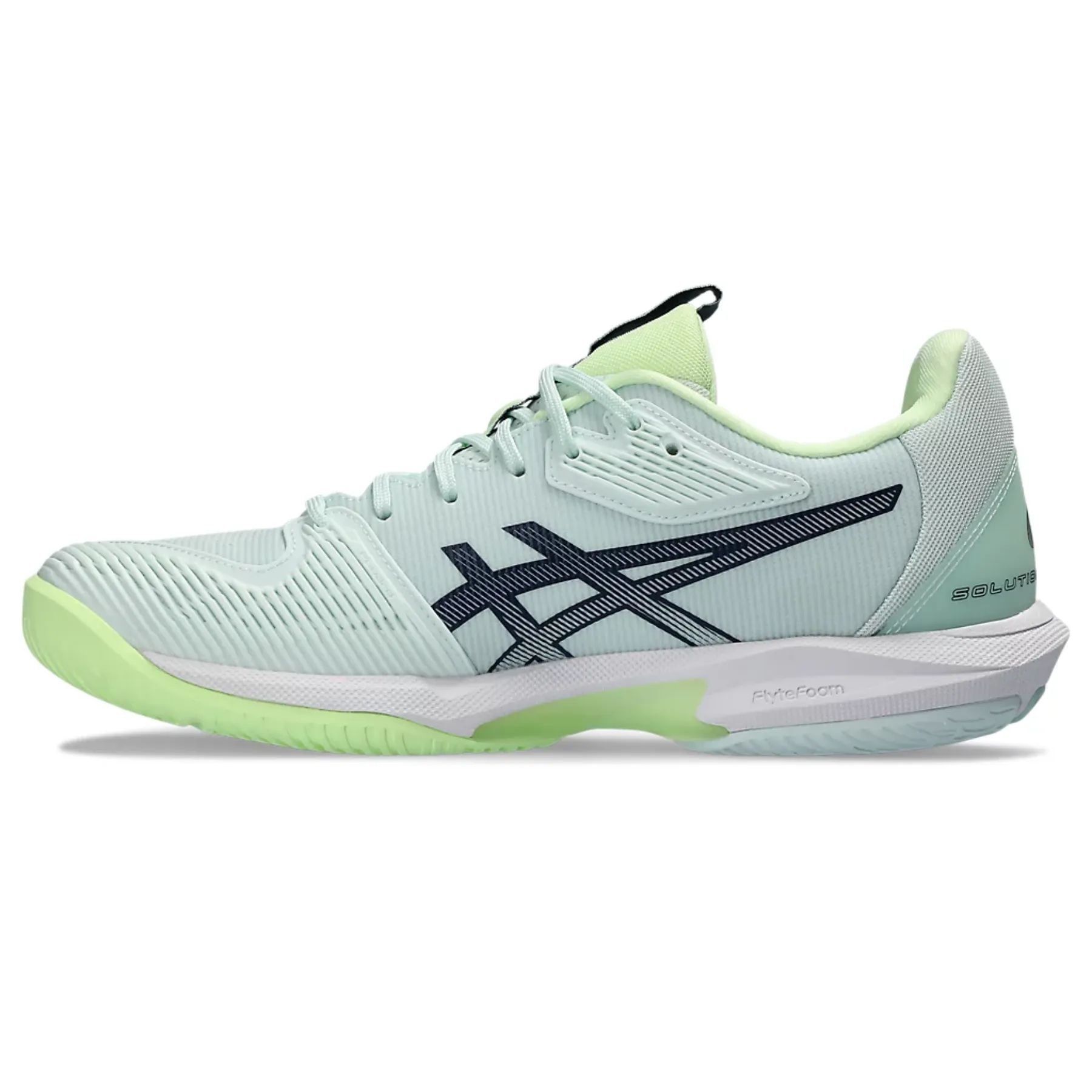 Reinforced Midfoot Collapsible Heel Design Asics Solution Speed  FF 3 Women Tennis Shoes - Pale Mint/Blue Expanse