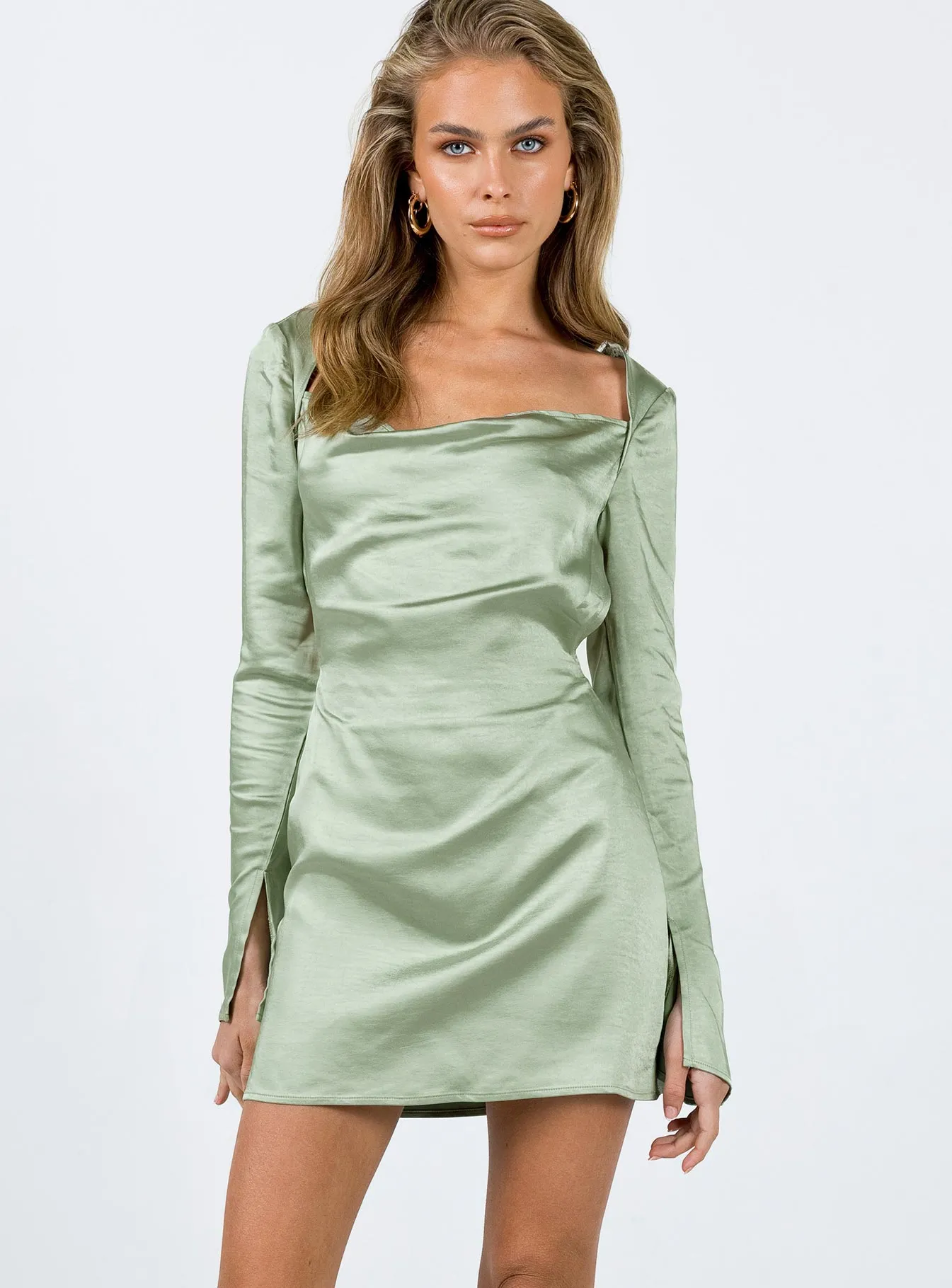 Effortless Style Maia Long Sleeve Mini Dress Green