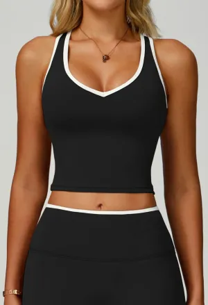 V Neckline Racerback Sports Tank Top Still Glow Smooth Yarn