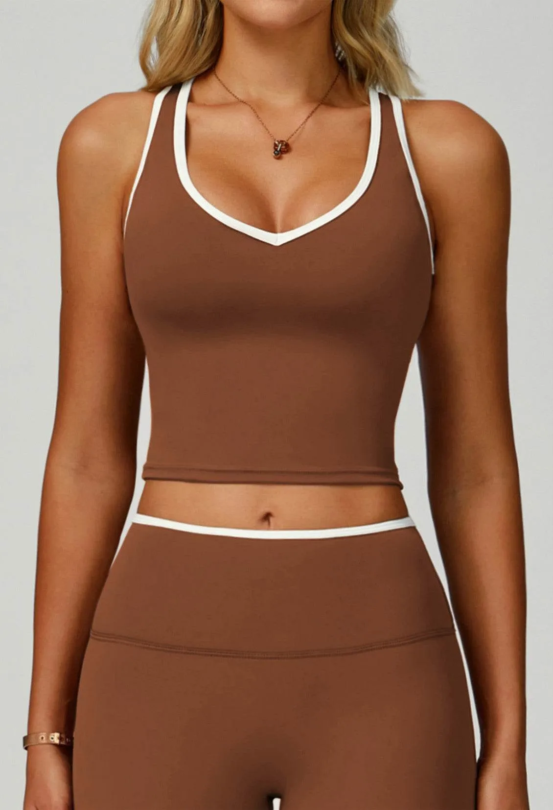 V Neckline Racerback Sports Tank Top Fast Fit Fashion Core