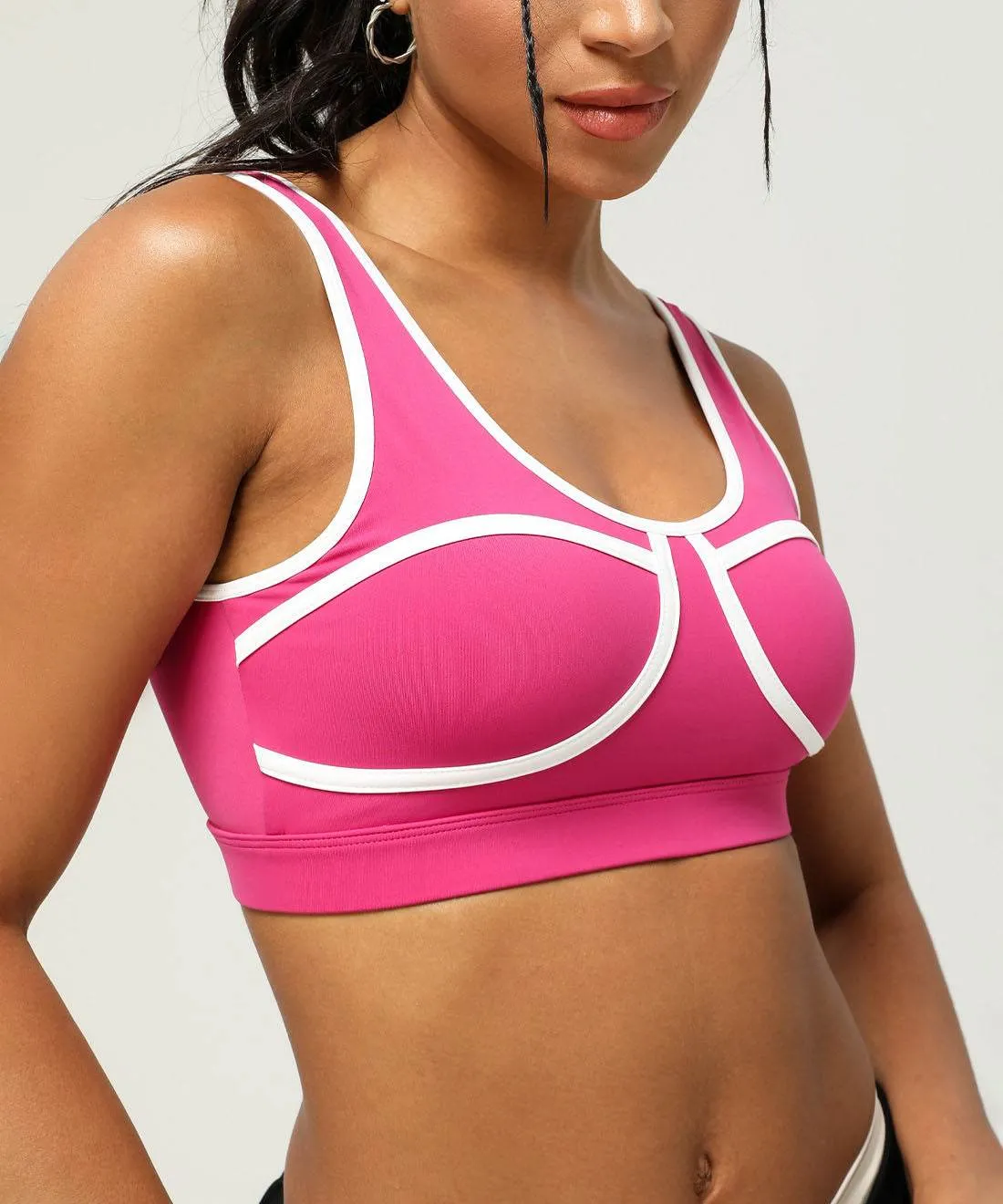 Color Block Athletic Bra Cami Crop Tank Top Cozy Pullover