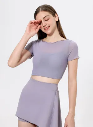 AntiSnag Threading Sea Fit Mesh Sport Crop T-Shirts with Built-in Chest Pad