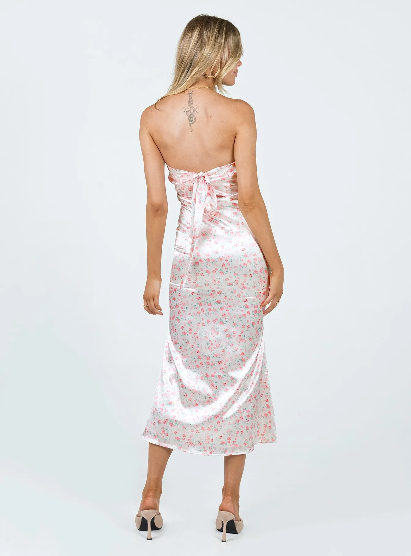 Barnsley Strapless Midi Dress Pink / Floral Breathable Design Travel Fit
