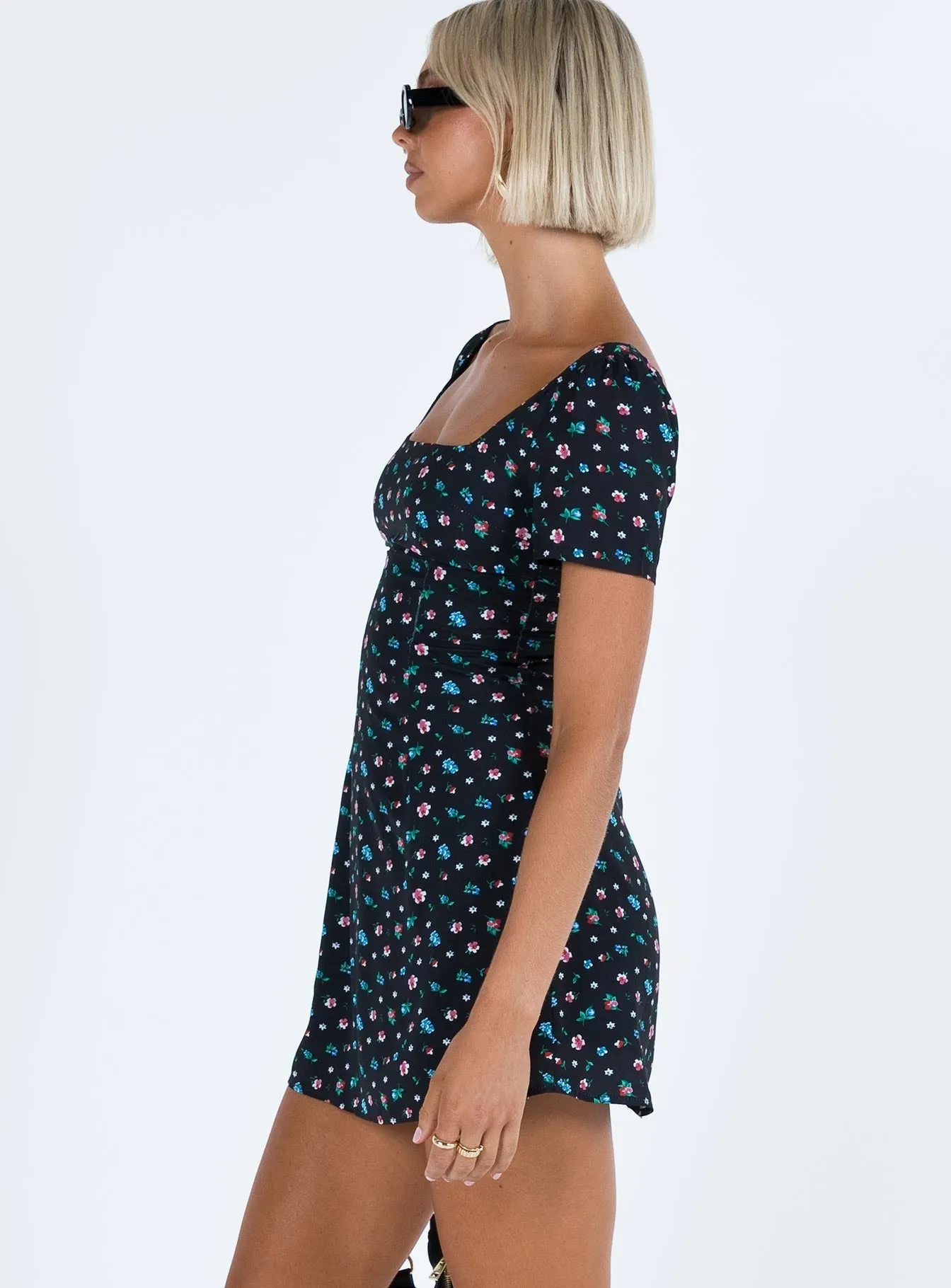 Hastings Mini Dress Black Floral Casual weekend dress