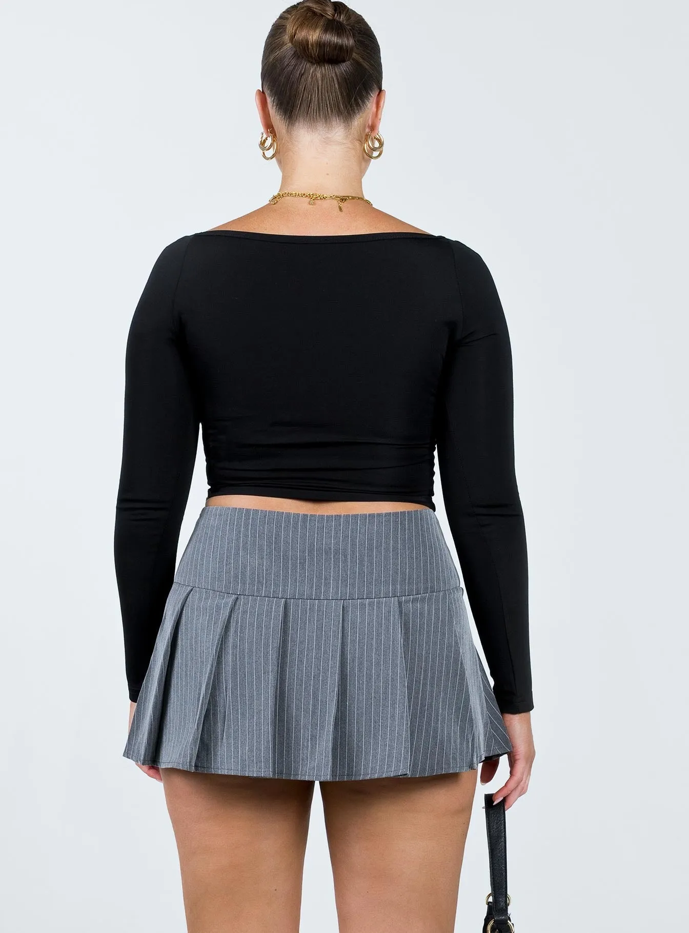 Motel Senona Skirt Pinstripe Grey Tear Resistant Day Wear