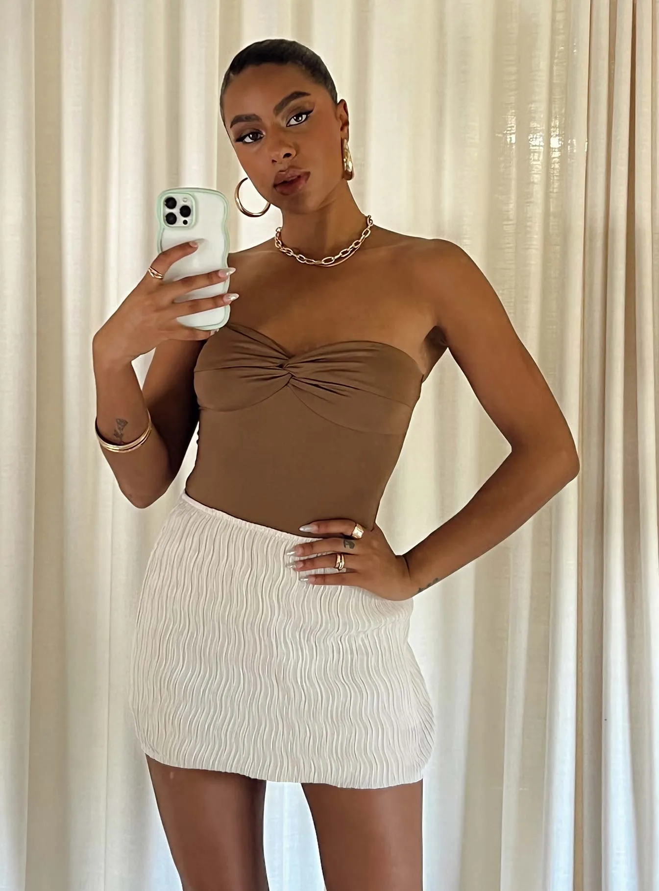 Urban Style Aluna Mini Skirt Beige