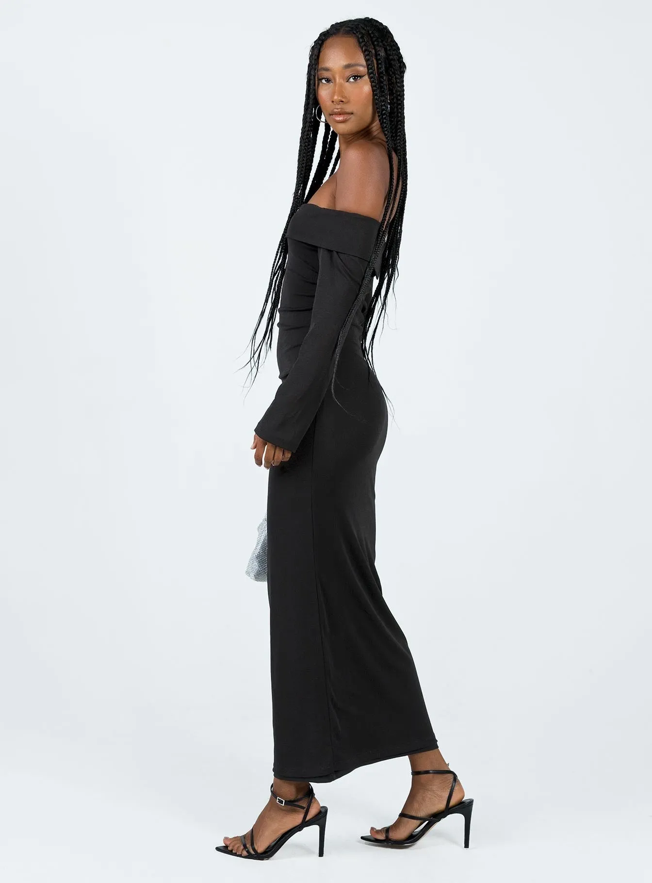 Maida Maxi Dress Black Flap-Detail Daily Form