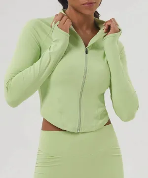 Basic Wear Vacation Mood Long Sleeve Zip Up Cropped Sports Jacket