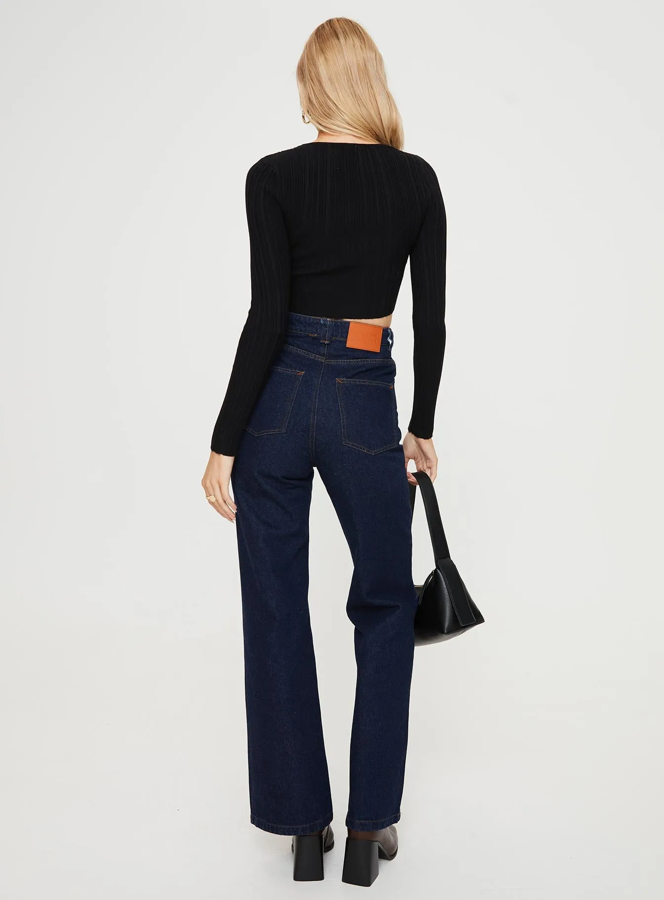 Zephee Wide Leg Jeans Dark Wash EasyCareMaterial
