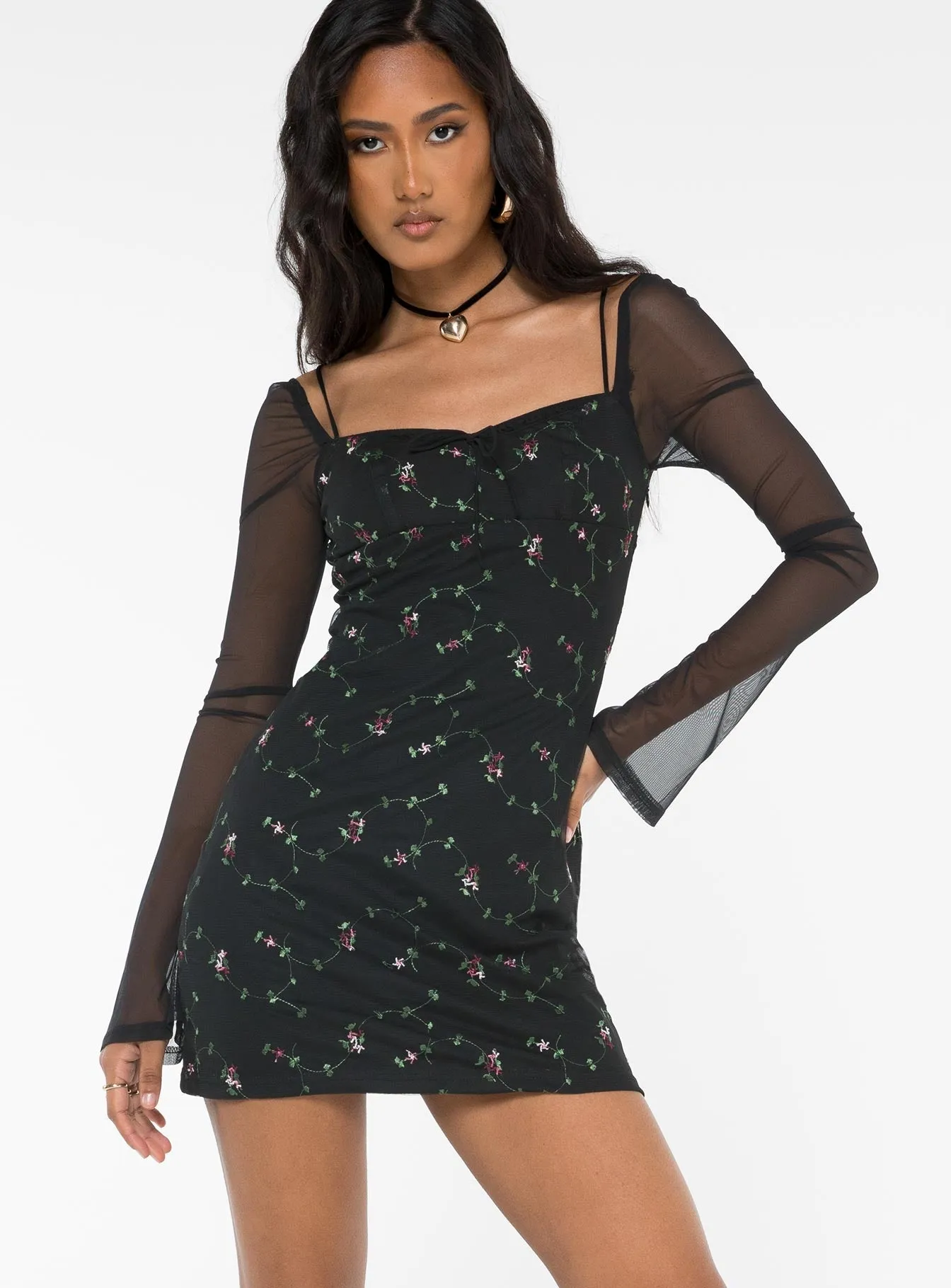 Quinny Long Sleeve Mini Dress Black All Timewear