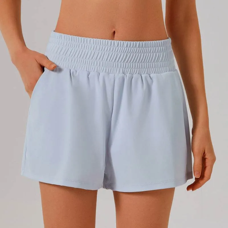 Spanish Glow Muse Edge High Waisted Athletic Shorts with Pocket and Lined Short