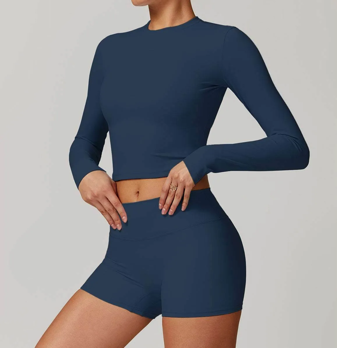 Tight Long Sleeve Cropped T-shirt Soft Pants