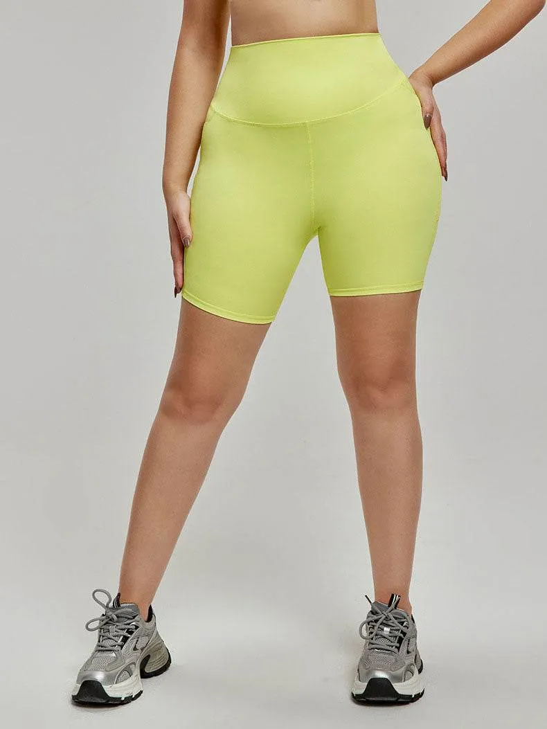 Comfortable Sleep SkinFriendlyElastic High Waisted Biker Shorts with Pockets