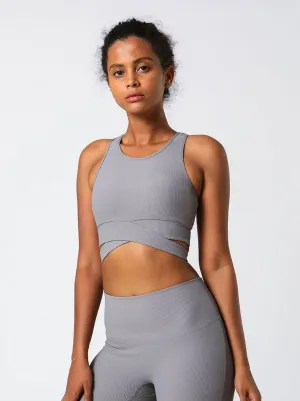 Glass Fit Sustainable Manufacturing Cross Strap Design Threaded Sports Tank Yoga Bra