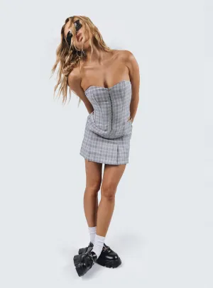 Bladini Pleat Mini Skirt Grey Check Polished Touch
