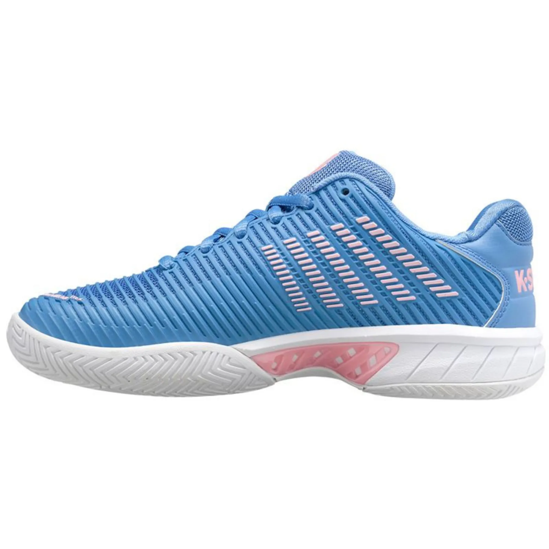 K Swiss Hypercourt Express 2 Silver Lake Blue/White/Orchid Pink Women Tennis Shoes Torsion control
