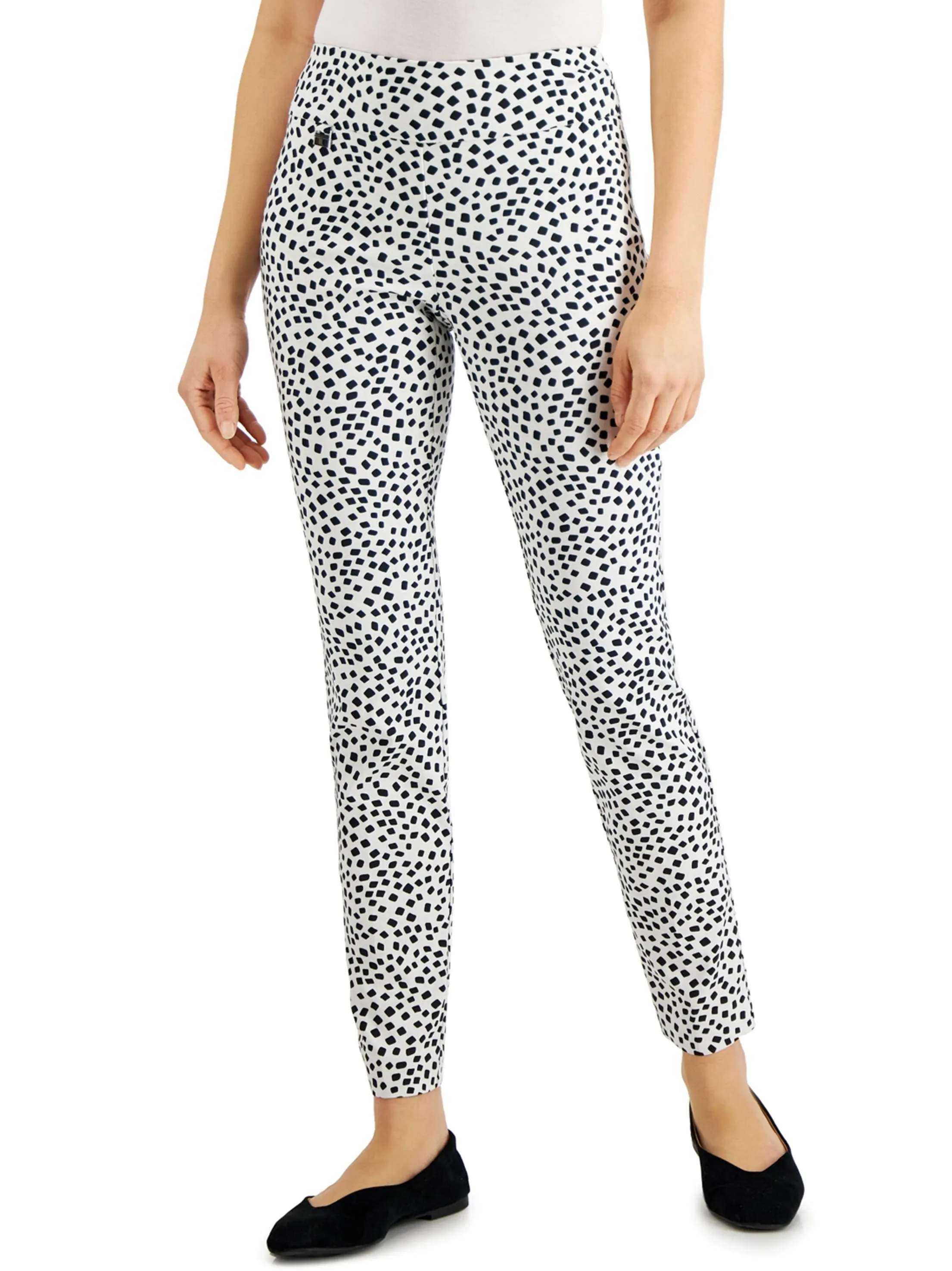 Women's Printed Pants,White Comfort Waist Comfort Design