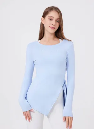 Flexible Waistline StainRepellentSurface Split Drawstring Yoga T-Shirts