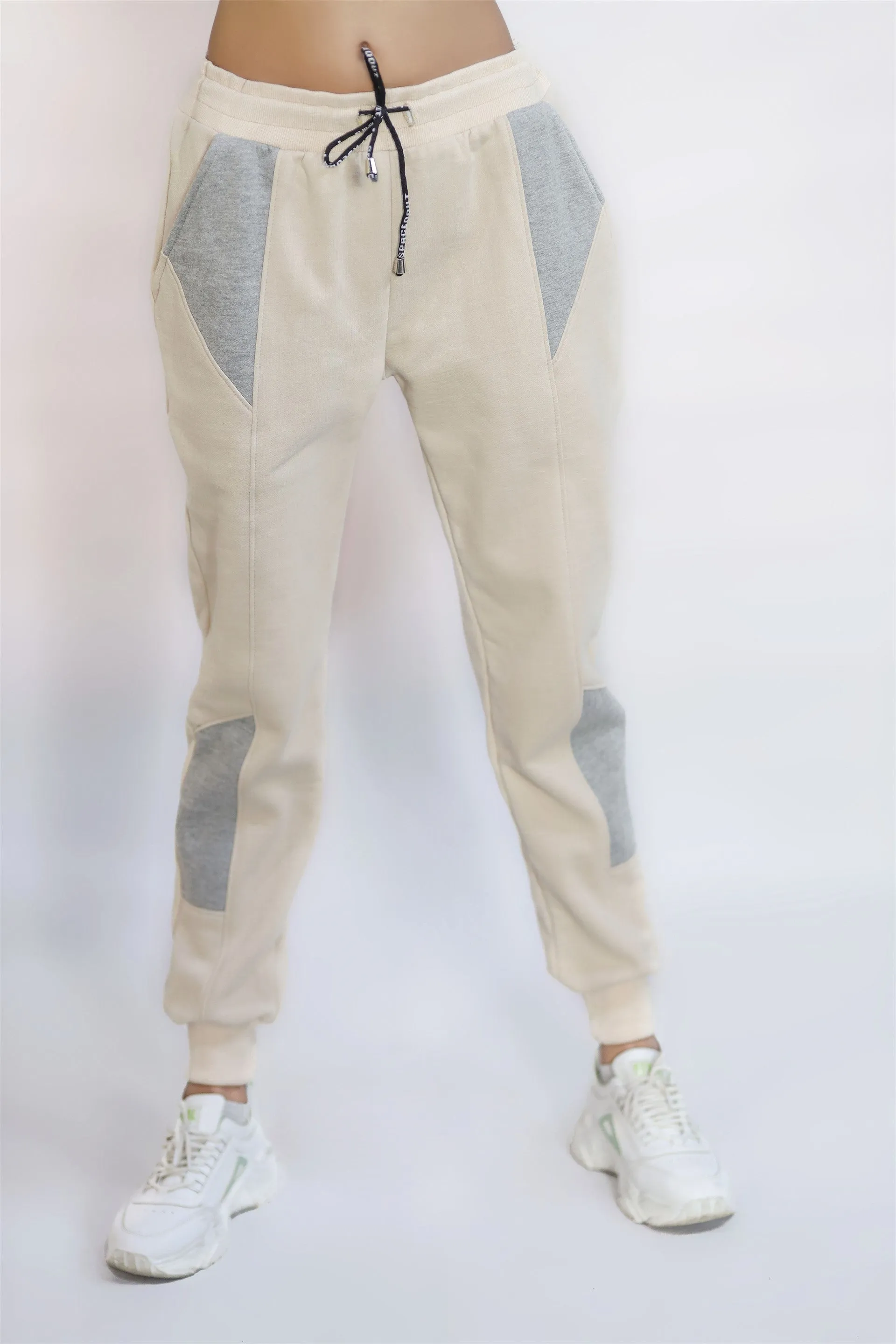 COTTON KNITTED TERRY TROUSER BEIGE Blackout fabric