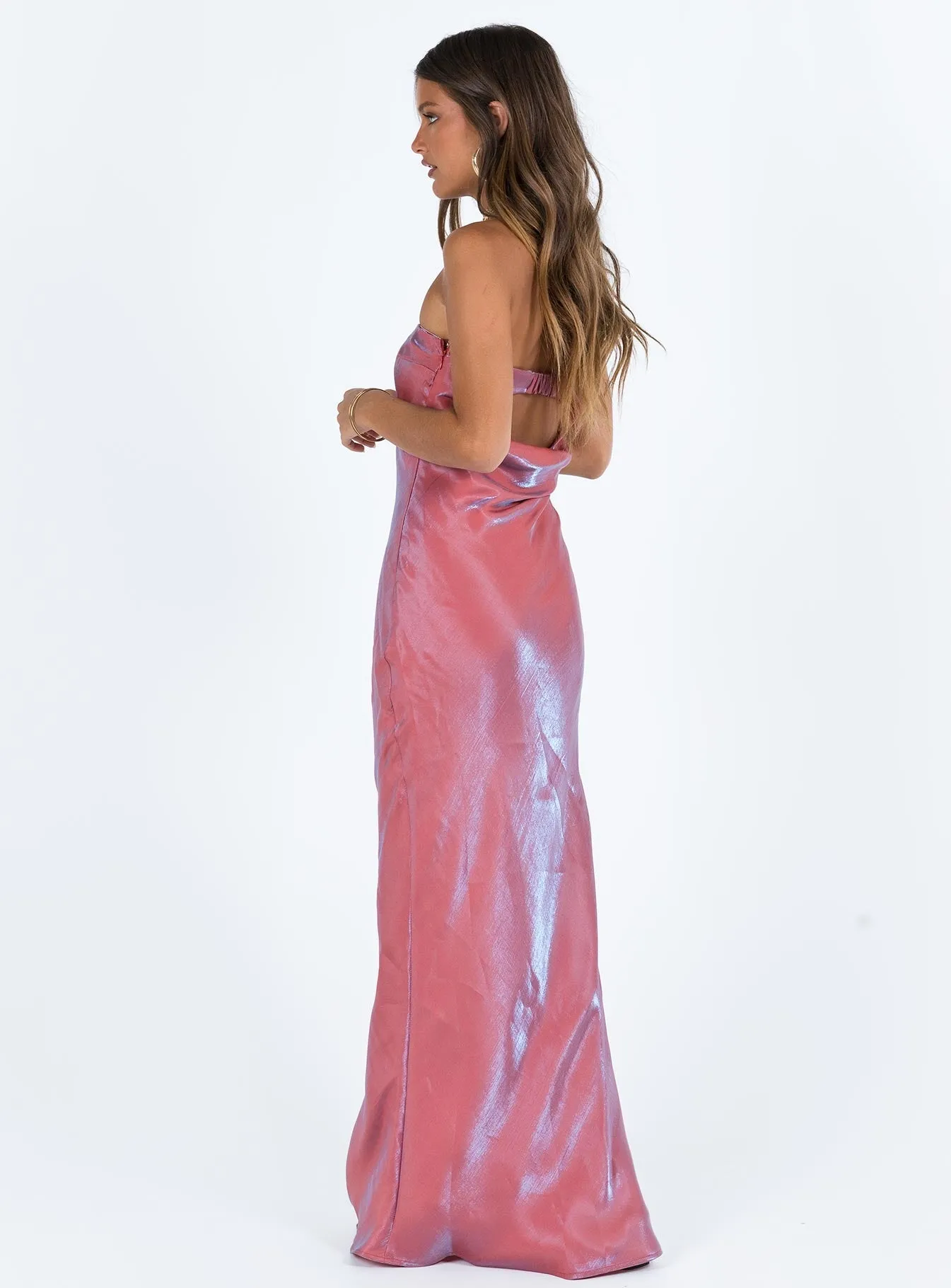 Layered Texture Aysa Strapless Maxi Dress Pink