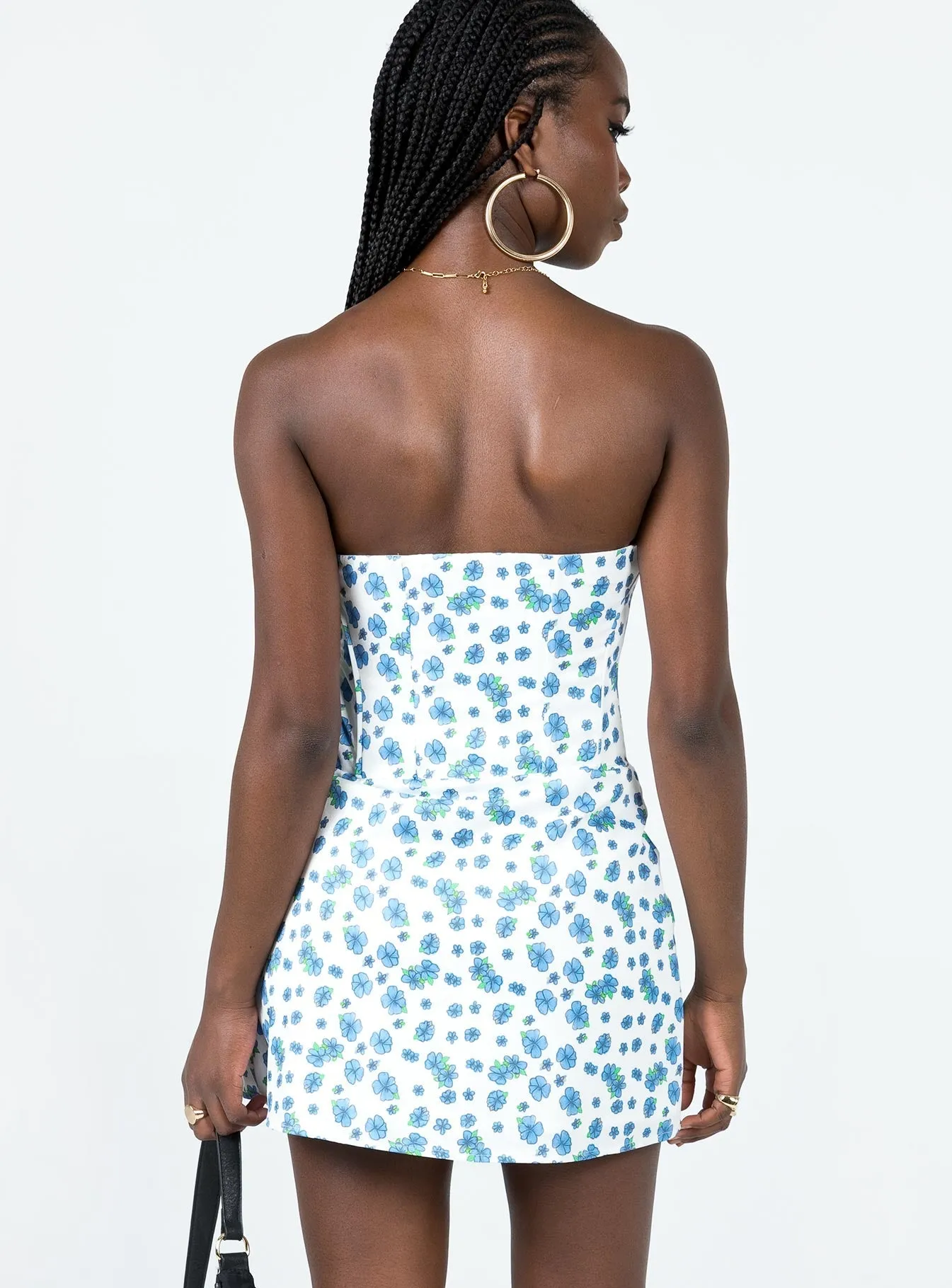 Flattering Comfort Wear In The Moment Strapless Mini Dress White / Blue
