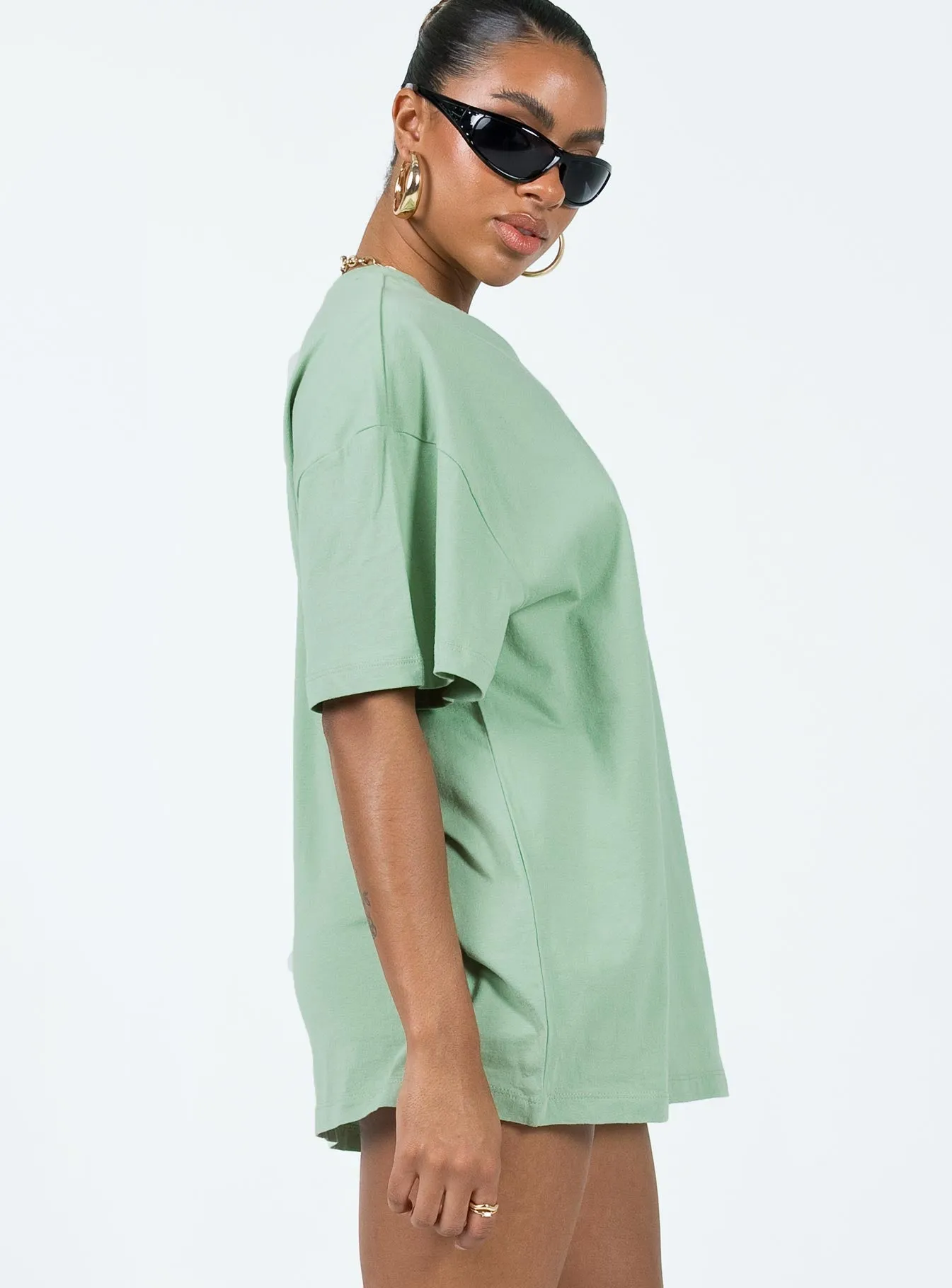 Take Care Oversized Tee Green Thermoregulating Fabric