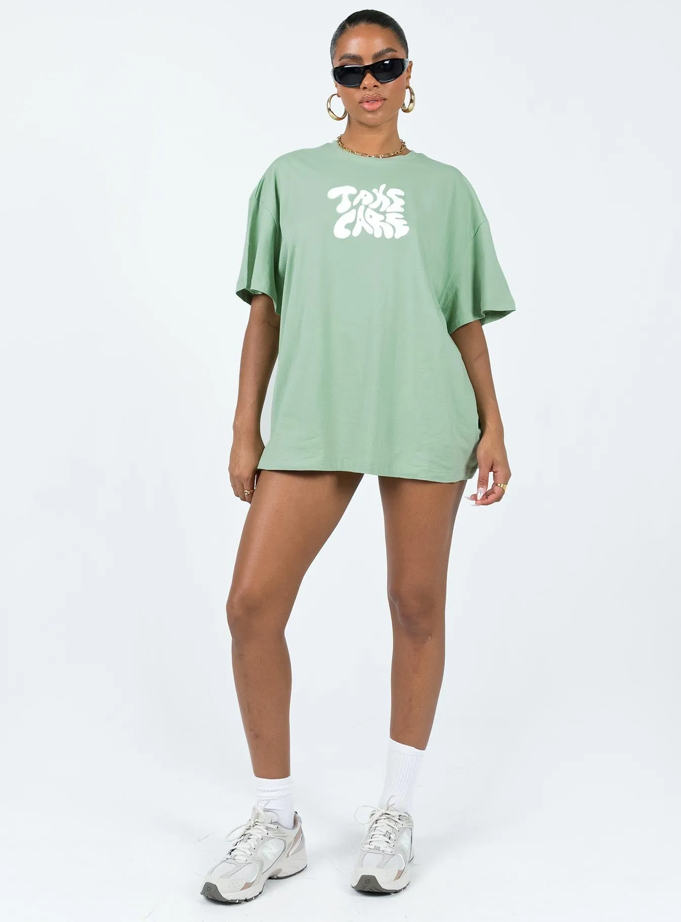 Take Care Oversized Tee Green Chilly Comfort Wear Everyday Wearable
