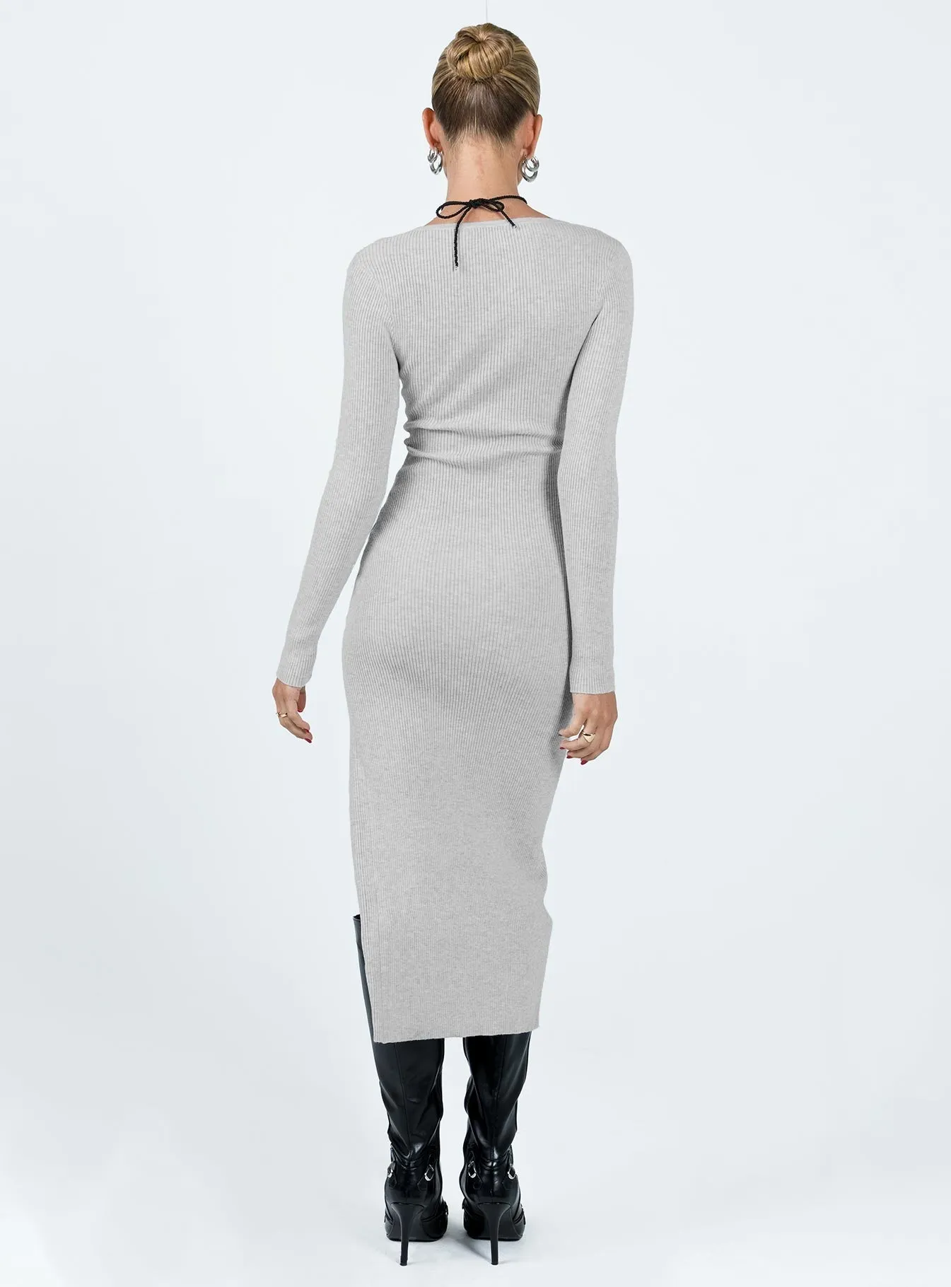 Summer Ease Fitro Long Sleeve Maxi Dress Grey