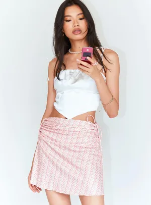 Urban Pulse Drawstring closure Charlotte Ruched Mini Skirt Pink