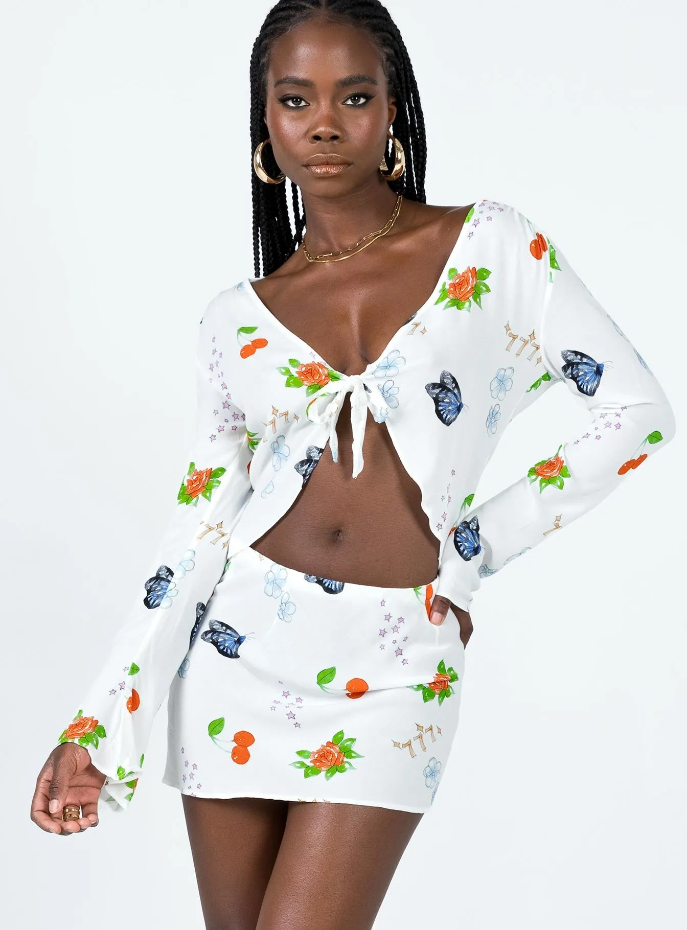 Travel Ease Retro Style Drawn To You Mini Skirt Multi