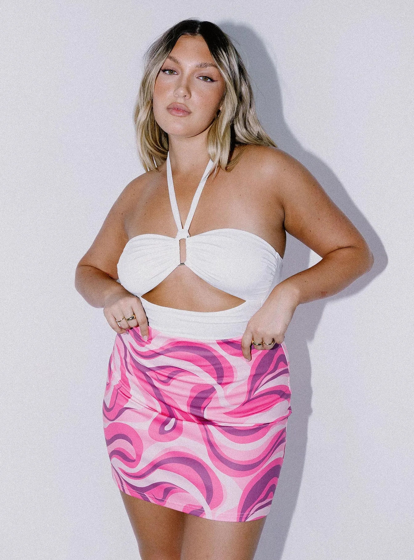 Tuscany Mini Skirt Pink Hemp Blend Adjustable Fastening