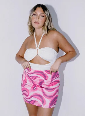 Tuscany Mini Skirt Pink Hemp Blend Adjustable Fastening